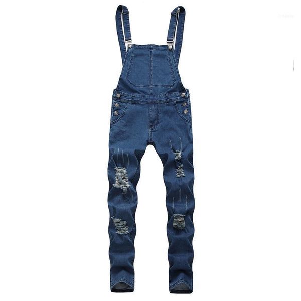 

men's ripped jeans jumpsuits fashion street distressed denim bib overalls for man suspender pants size s-xxxl1, Blue