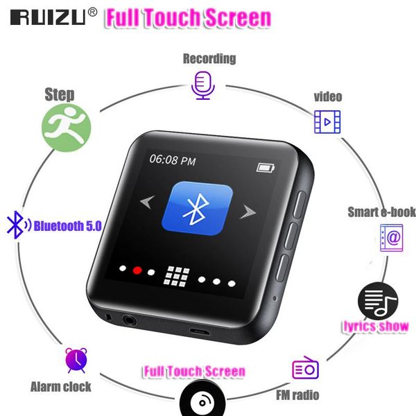 

& mp4 players ruizu m4 full touch screen bluetooth 5.0 mp3 player portable music with speaker fm video recorder pedometer