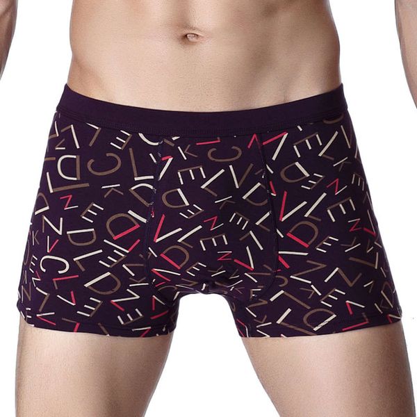 

cotton underwear middle waist printed u-convex men's boxers, Black;white