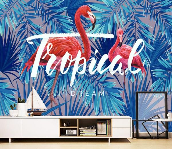 

wallpapers custom background wallpaper plant banana leaf flamingo living room wall mural 3d for
