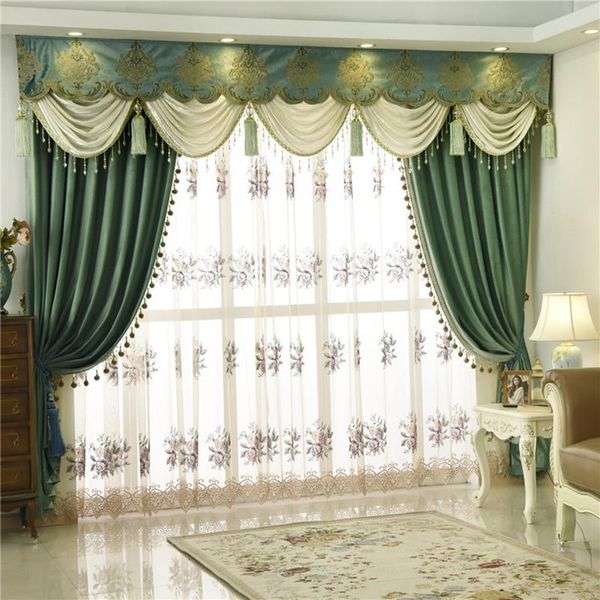 

thickening shading green color italy velvet head valance curtains for living room modern window curtain bedroom & drapes