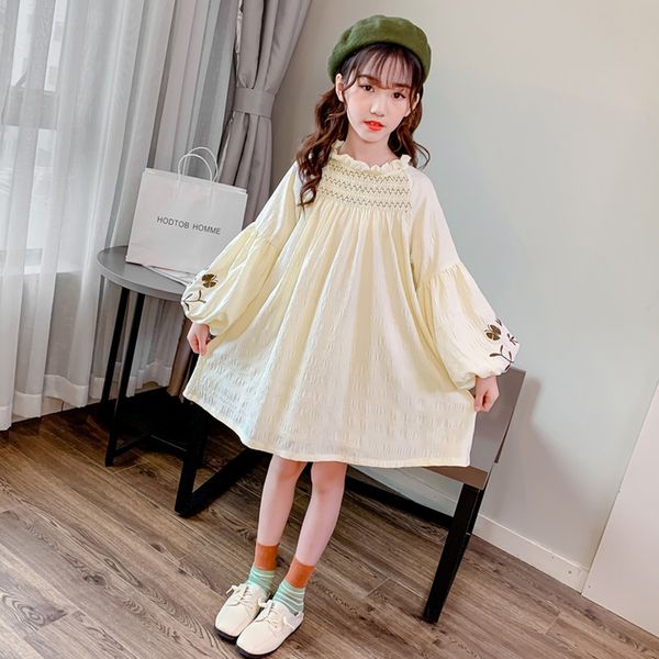 

dress for girls lace embroidery dress for girl long sleeve children party dress spring autumn childrens clothing, Red;yellow