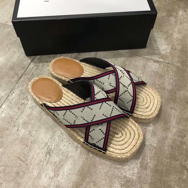 

2021 designers latest womens sandals slippers flat bottom hemp rope woven sole sweat absorption comfortable luxury beautiful 35-42, Black