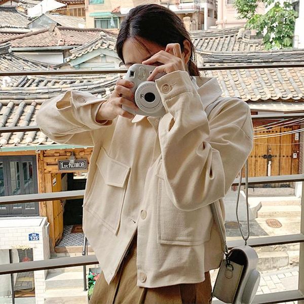 

women's jackets vintage women cotton short 2021 spring-autumn fashion ladies coats elegant girls chic outerwear, Black;brown