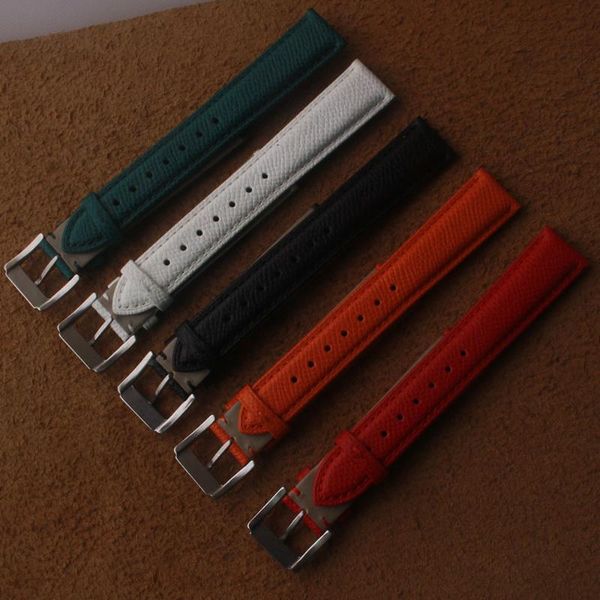 

watch bands 14 16 18 20mm genuine leather watchband soft material band wrist strap silver stainless steel buckle lizard special grain, Black;brown