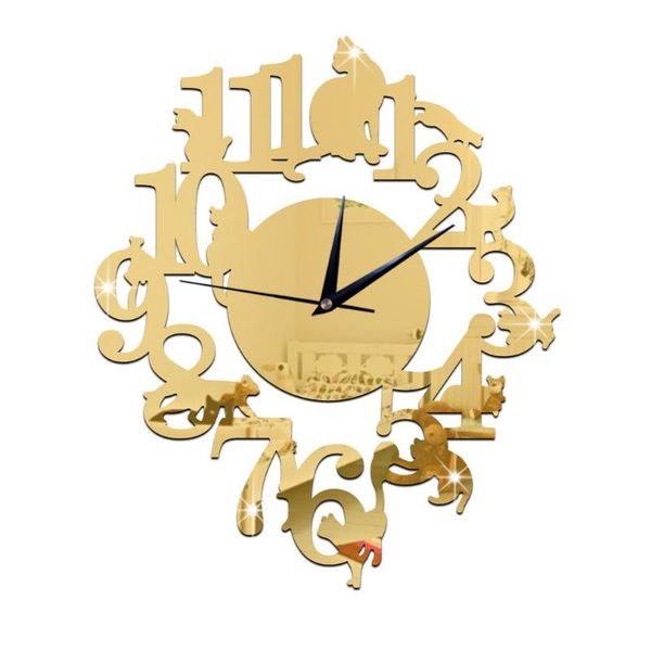 

wall clocks gz004 acrylic black cat clock study room bedroom stickers waterproof