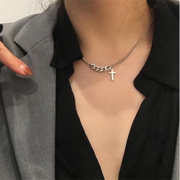 

european and american cross necklace for women retro gold silver color chain lady pendant jewelry accessories necklaces