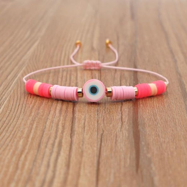 

beaded, strands go2boho turkish evil eye bracelets for women pink heishi disc beads jewelry couple gift polymer clay adjustable bracelet, Black