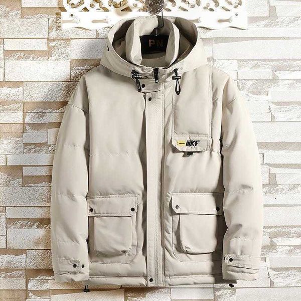 

men's down & parkas parka men coats 2021 winter jacket mens thicken hooded windproof outwear warm coat big pocket clothing casual men&#, Black