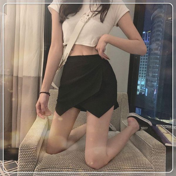 

skirts 2021 irregular black short skirt bag buttocks slim pants women's a-line summer thin
