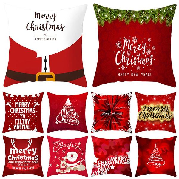

pillow case christmas cushion cover 45*45cm red merry printed polyester decorative pillows sofa home decoration pillowcase