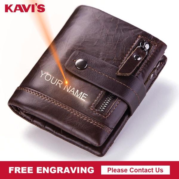 

wallets kavis engraving genuine leather wallet men portfolio male cudan small portomonee coin purse pockets gift card holder name, Red;black