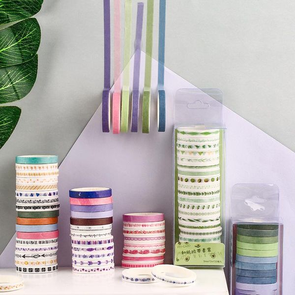 

gift wrap 20pcs / box mixing multi-color paper tape diy decoration for scrapbooking masking adhesive