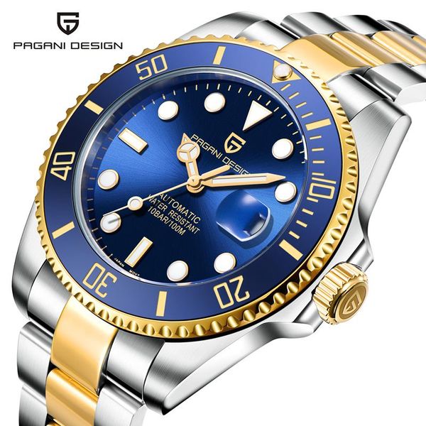 

wristwatches pagani design 2021 men's mechanical watches for men automatic watch luxury business steel wristwatch nh35a relogio masculi, Slivery;brown