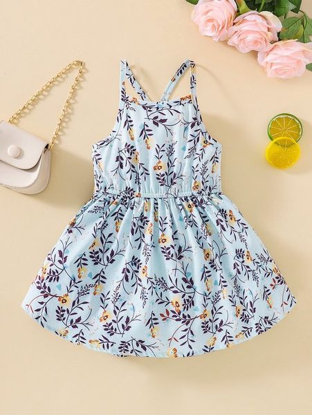 

baby allover floral print crisscross back cami dress she, Red;yellow