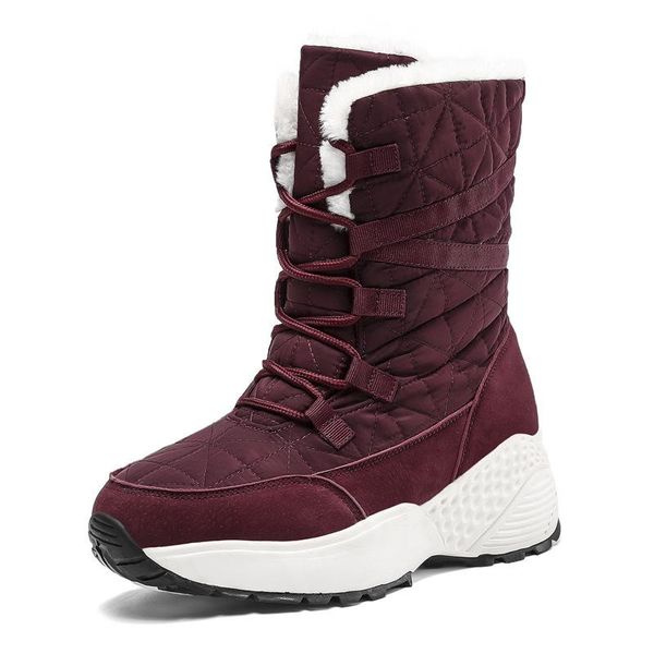 

boots womens fashion platform non-slip keep warm flat snow waterproof comfortable simplicity thicken winter shoes women, Black