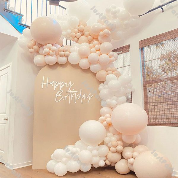 

186pcs doubled cream peach balloons garland arch wedding decoration anniversary bridal shower birthday party engagement plies