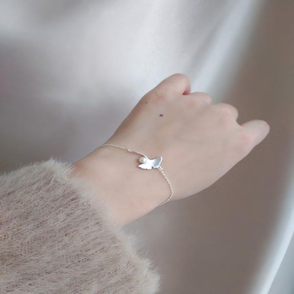 

korean fashion silver plated charm bracelet gingko leaf & shell pearl resizable bangle for women girlfriend gift jewelry b30.01 bracelets, Golden;silver