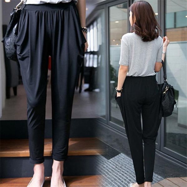

women's pants & capris plus size 5xl autumn solid vintage harem female trousers big for women, Black;white