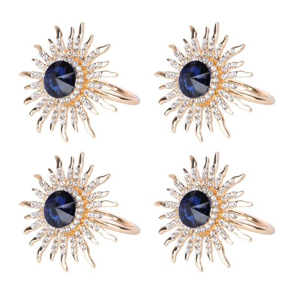 

4pcs sunflower napkin rings sparkling artificial diamond buckles flower shape holders dinning table setting decor