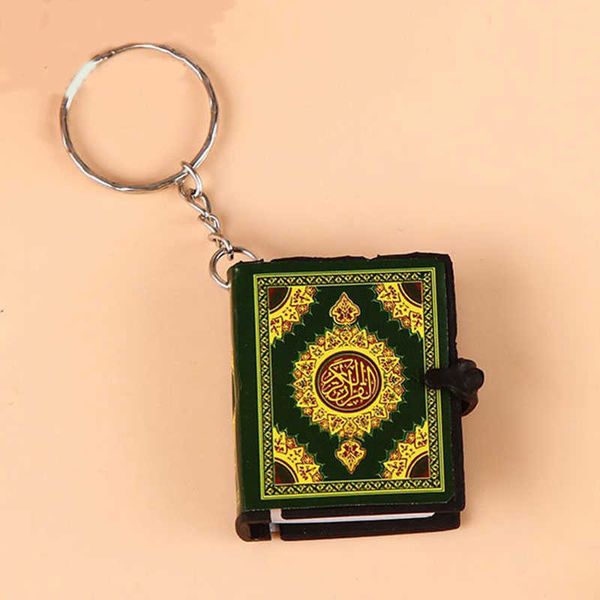 Principais anéis 1pc Islâmico Ark Alcorão Pingente Key Key Ring Popular Muçulmano de alta qualidade Real Paper Keychain Mini pode ler a cadeia -chave G230210