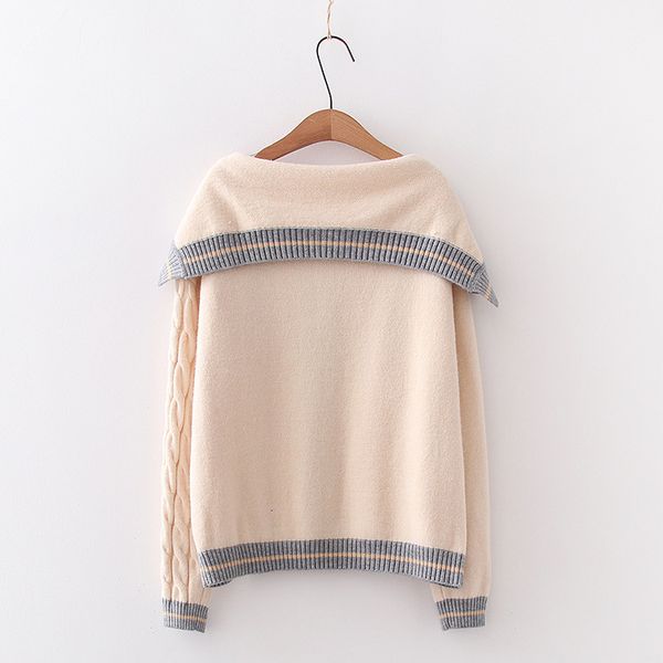 

women's sweaters 2021 winter clothes women big collar twisted patchwork loose cardigans button up knit jacket csual sweater roupa, White;black