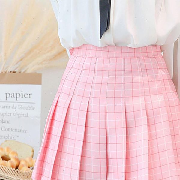 

ladies plaid womens skirts printed pleated skirt fashion high waist a line summer casual mini women drop, Black