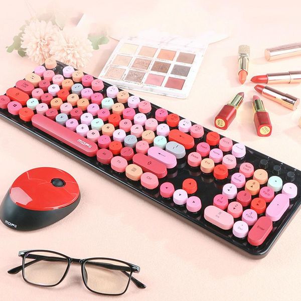 

keyboards cool red color wireless keyboard mouse punk office