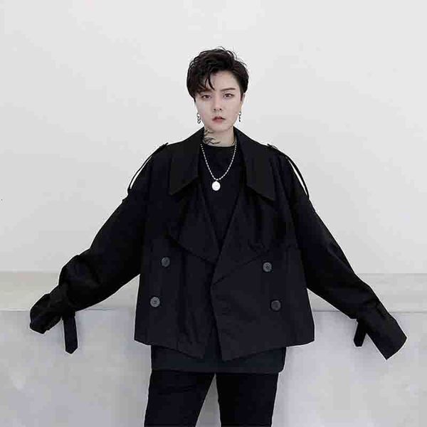 

vest korean autumn loose and lazy short double coat breasted big lapel male fashion jacket youth wt3l, Black;white