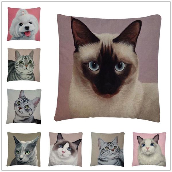 

cushion/decorative pillow cat and dog mural po pattern linen cushion cover pillowcase home sofa car decoration 45x45 cm
