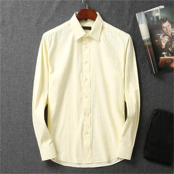 

2021 professional long sleeved shirt men's casual solid color print stripe decoration size -3xl#hsc19, White;black