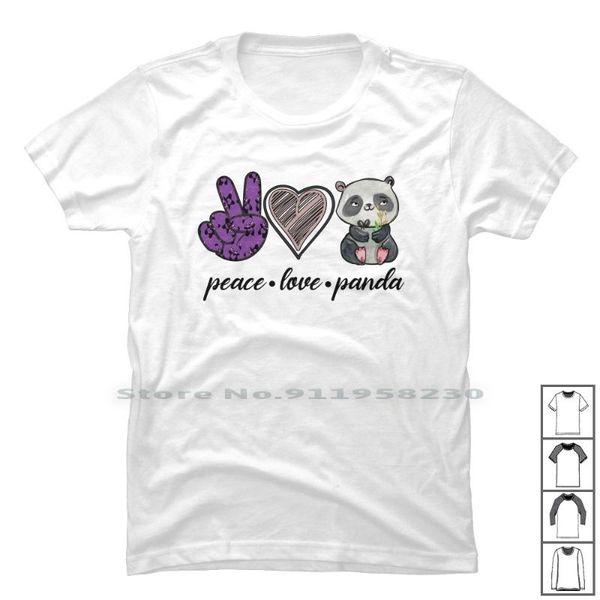 

men's t-shirts peace love panda t shirt 100% cotton wildlife cute pan ace, White;black