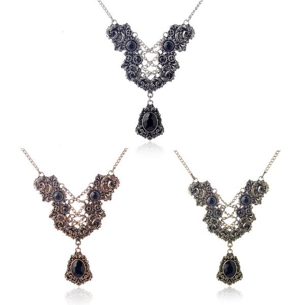 

pendant necklaces vintage princess black gothic statement necklace choker y style, Silver