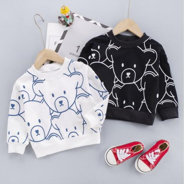 

fashion boys girls sweatshirts spring autumn cotton baby clothes cartoon bear children long sleeve hoody 1-5y, Black
