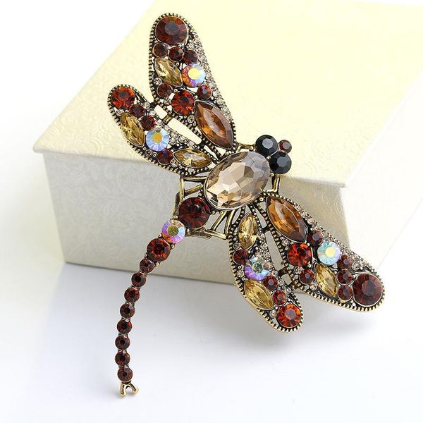 Pins, Broches Adolph Jewelry Chegadas Acessórios Temperamento Brilhante Cristal Dragonfly Broche para Mulheres Vestido Cachecol Pins