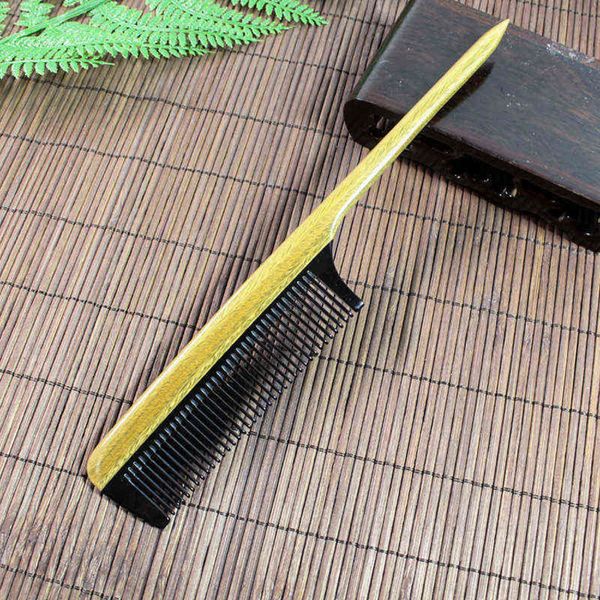 

. green sandalwood ox horn pointed tail sandalwood children's comb, Silver