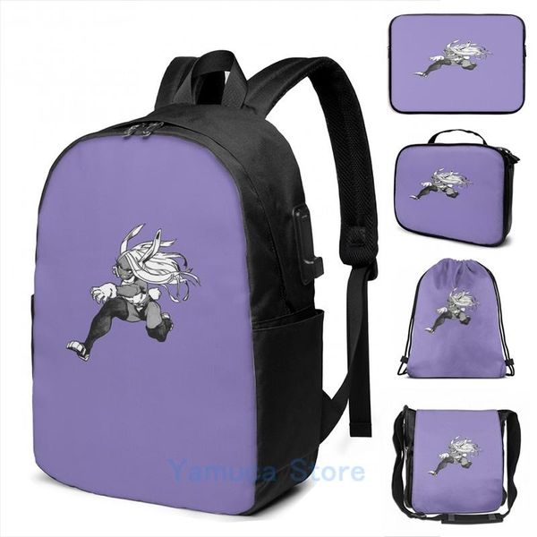 

backpack funny graphic print in action usb charge men school bags women bag travel laptop