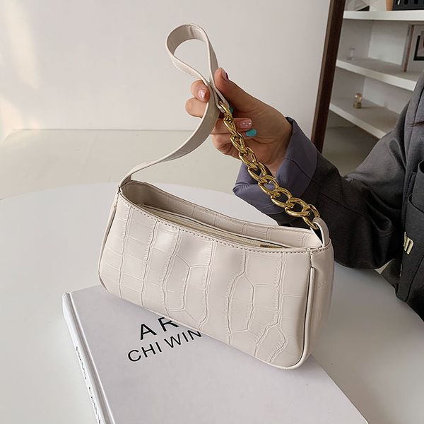 

vintage armpit shoulder bag alligator grain leather handbags for women small clutch purse retro hobos luxury women bags mmm