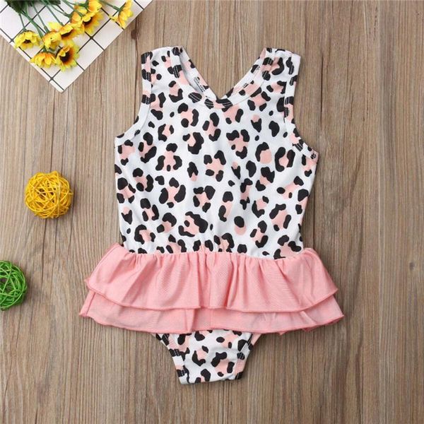 

one-pieces baby clothes kids swimwear for girls leopard print open back mesh one-piece summer mayo de bain enfant fille e1, Black