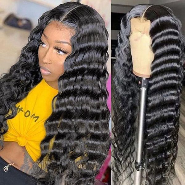 

lace wigs malaysian loose deep wave wig 13x4 frontal human hair for women remy 4x4 5x5 closure 30 32 inch, Black;brown