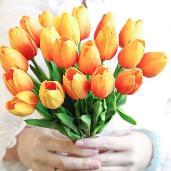 

decorative flowers & wreaths luxury silicone real touch tulips bouquet artificial living room decoration flores artificiales