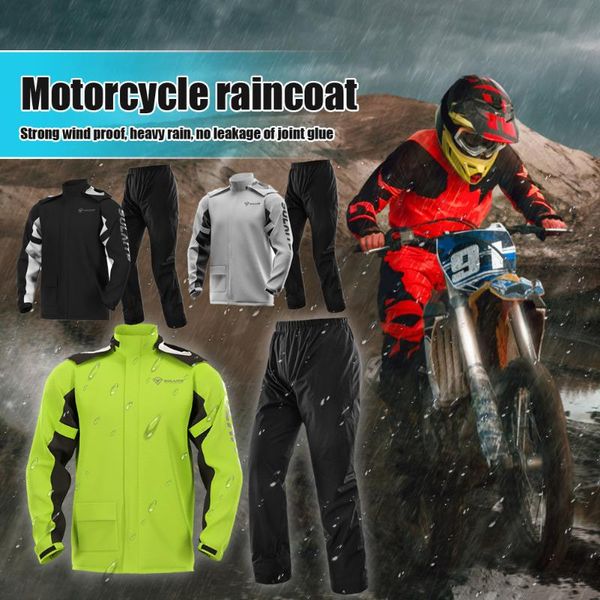 

racing sets reflective waterproof motorcycle rain jacket + pants with shoe covers lightweight foldable windproof suit, Black;blue