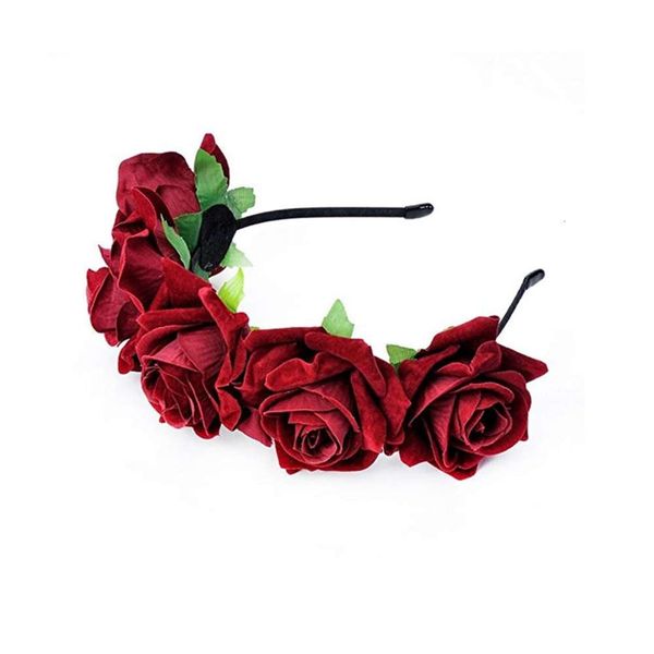 

bridal holiday wreath simulation big rose hairband black dance party headdress, Silver