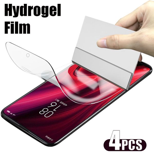 Mobiltelefon-Bildschirmschutzfolien 4pcs Hydrogel Film für Xiaomi Redmi Anmerkung 10 9S 9 8 PRO 10S 9T 8T-Displayschutzfolie für Redmi