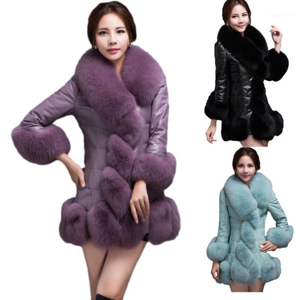 

imitation fur clothing coat leather jacket faux lambskin women's &, Black