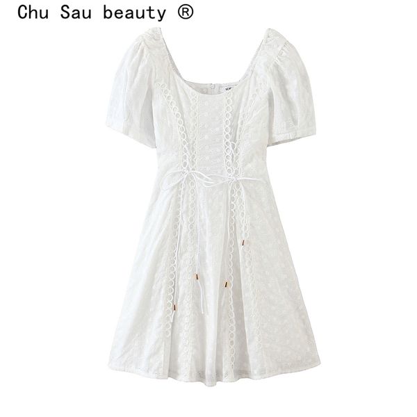 

summer casual cotton lace patchwork women midi dress hodaliy fashion v-neck hollow out party dresses vestido de mujer 210508, Black;gray