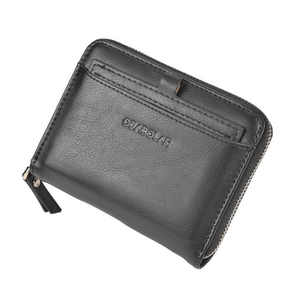 

wallets men's short pu wallet retro zipper card package rfid luxury male purses holder anti-theft brush purse bag, Red;black