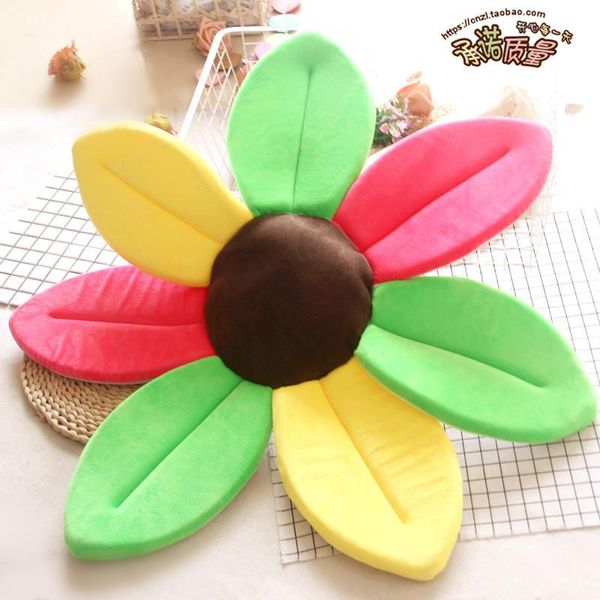 

carpets 80cm nordic cute cartoon sunflower flower carpet children crawling mat baby shower cushion safety petal pad bath