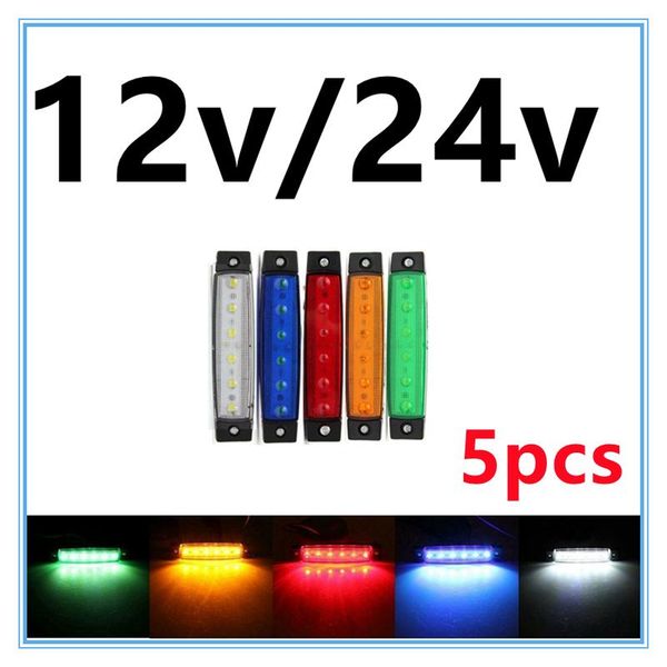 

emergency lights 5pcs car external dc led 12v/24v 6 smd auto bus side marker indicator low trailer light rear lamp