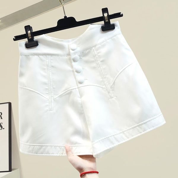 

women's shorts 2021 summer fashion black button suit all-match commute high-waisted short trousers women white bottoms pants, White;black